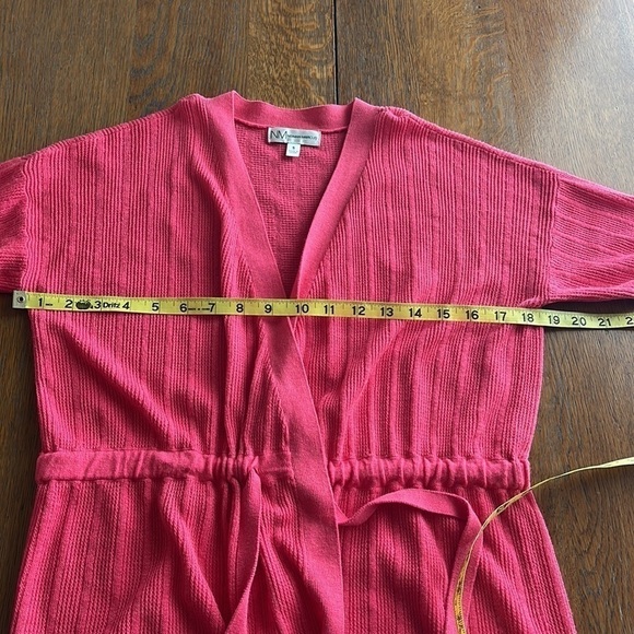 Neiman Marcus open cardigan with tie at waist long sleeves coral color size S - Picture 7 of 13